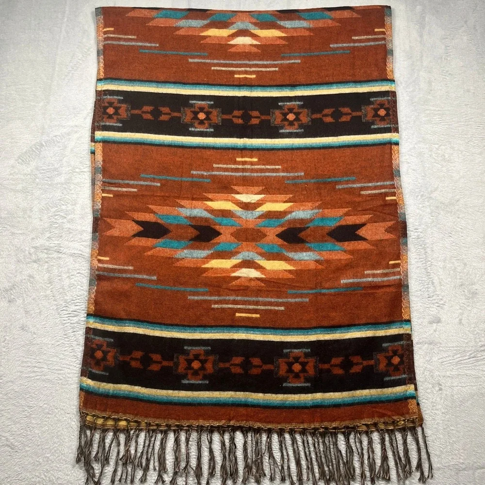 El Paso Saddleblanket Co Table Runner 40x27 Rust Geometric Southwestern